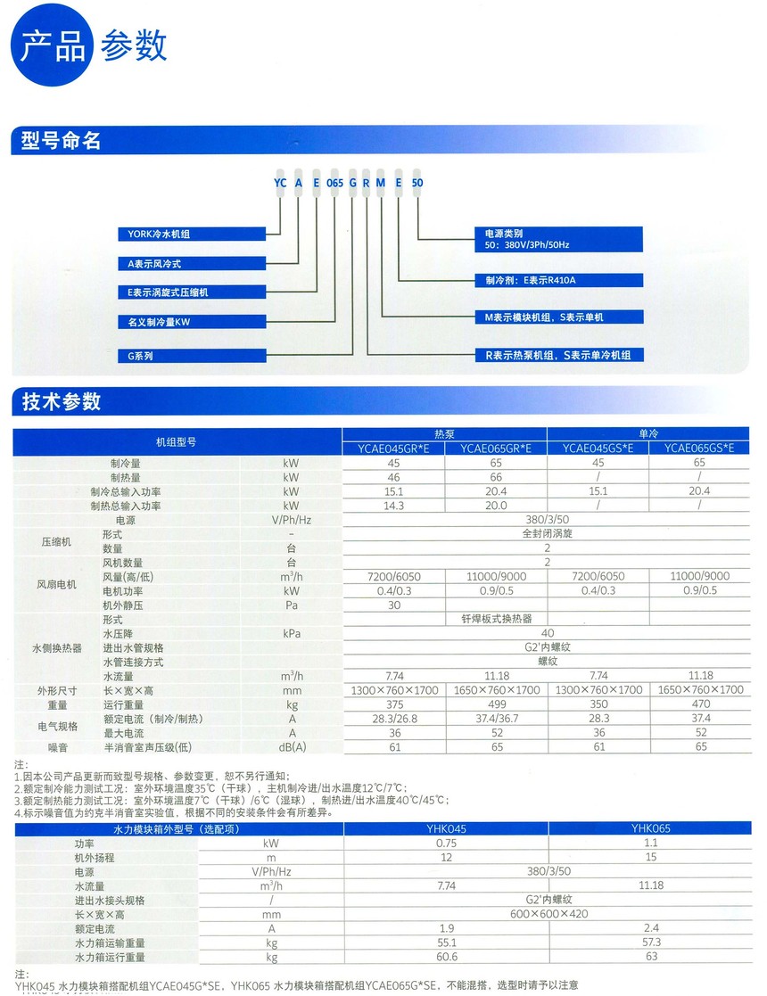 约克中央空调风冷热泵模块空调机组YCAE系列